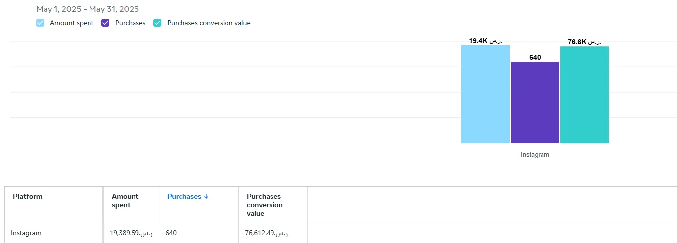 نظرة عامة على الحملة — المشتريات وقيمة التحويل