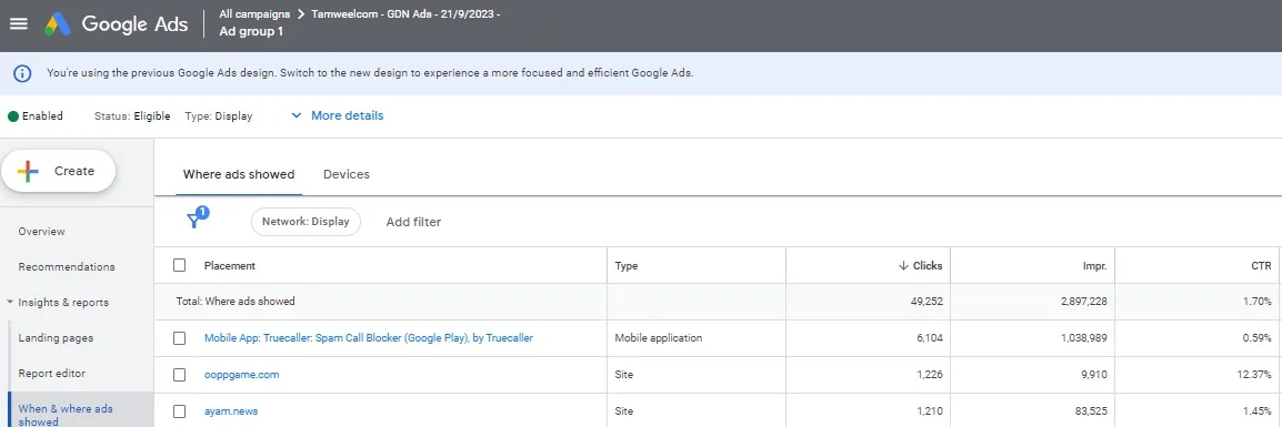 GDN Placements — Where Ads Showed (Top Sites & Apps)
